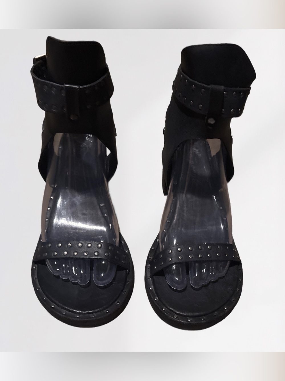 Free People Black Studded Block Heel Sandals Size 8US/38 EU
